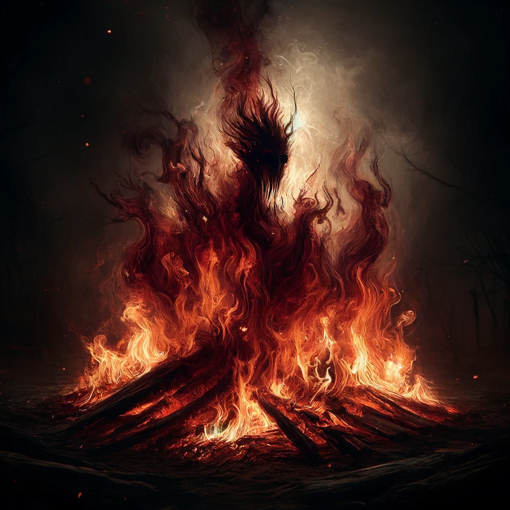 a Fire burning