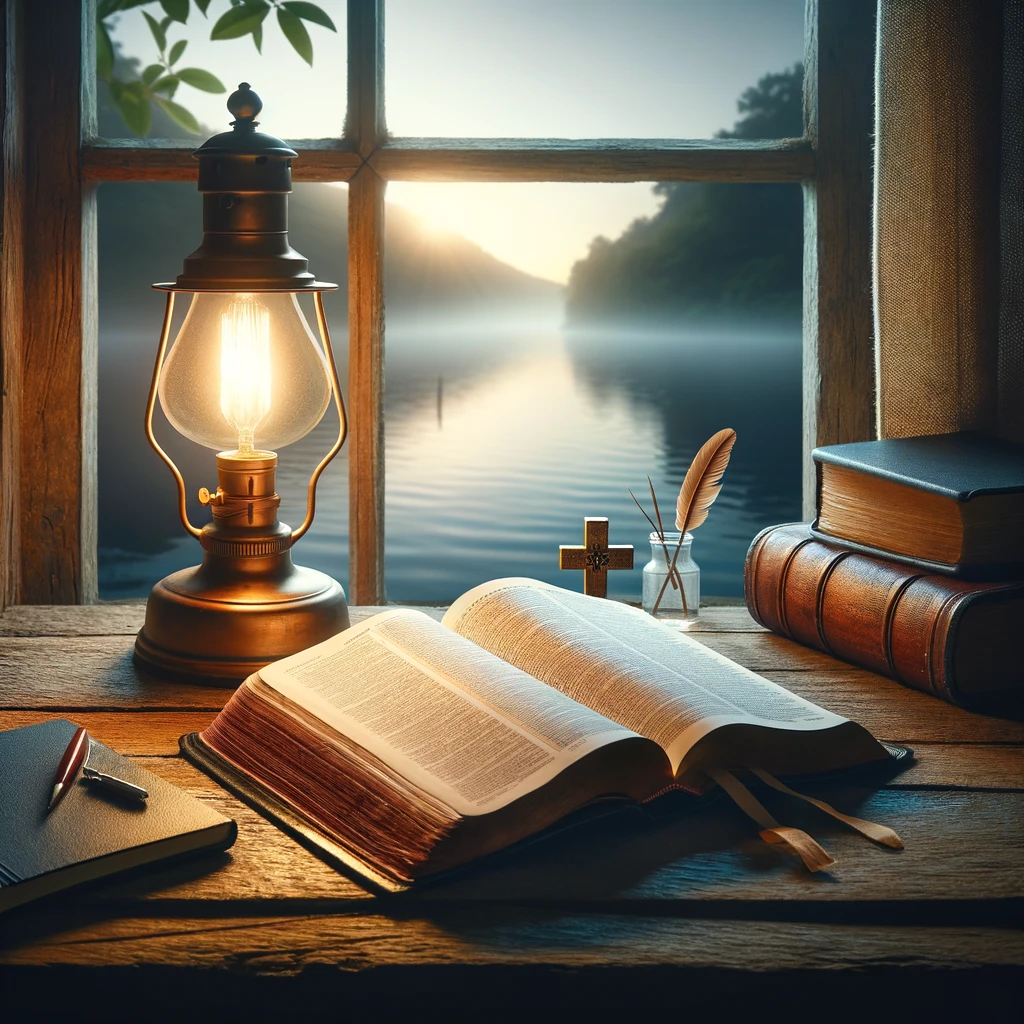 a bible in a window