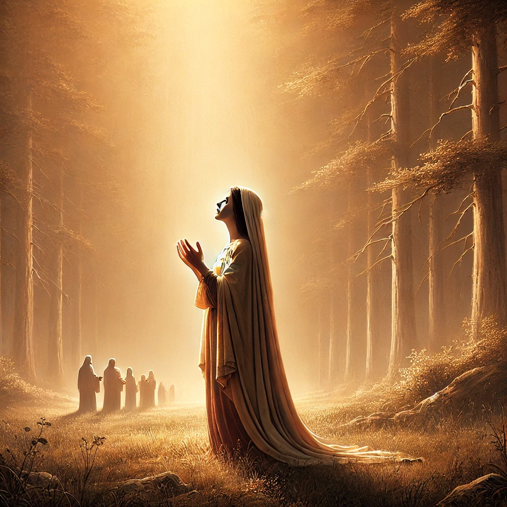 Mary, Mother of Jesus, expressing gratitude through the Magnificat