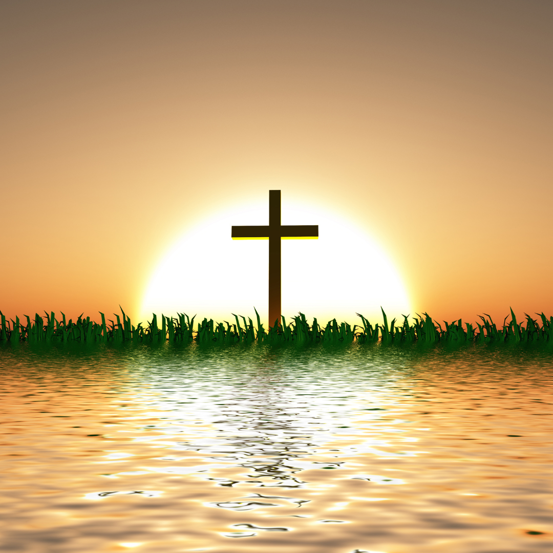 a Cross in the sunset