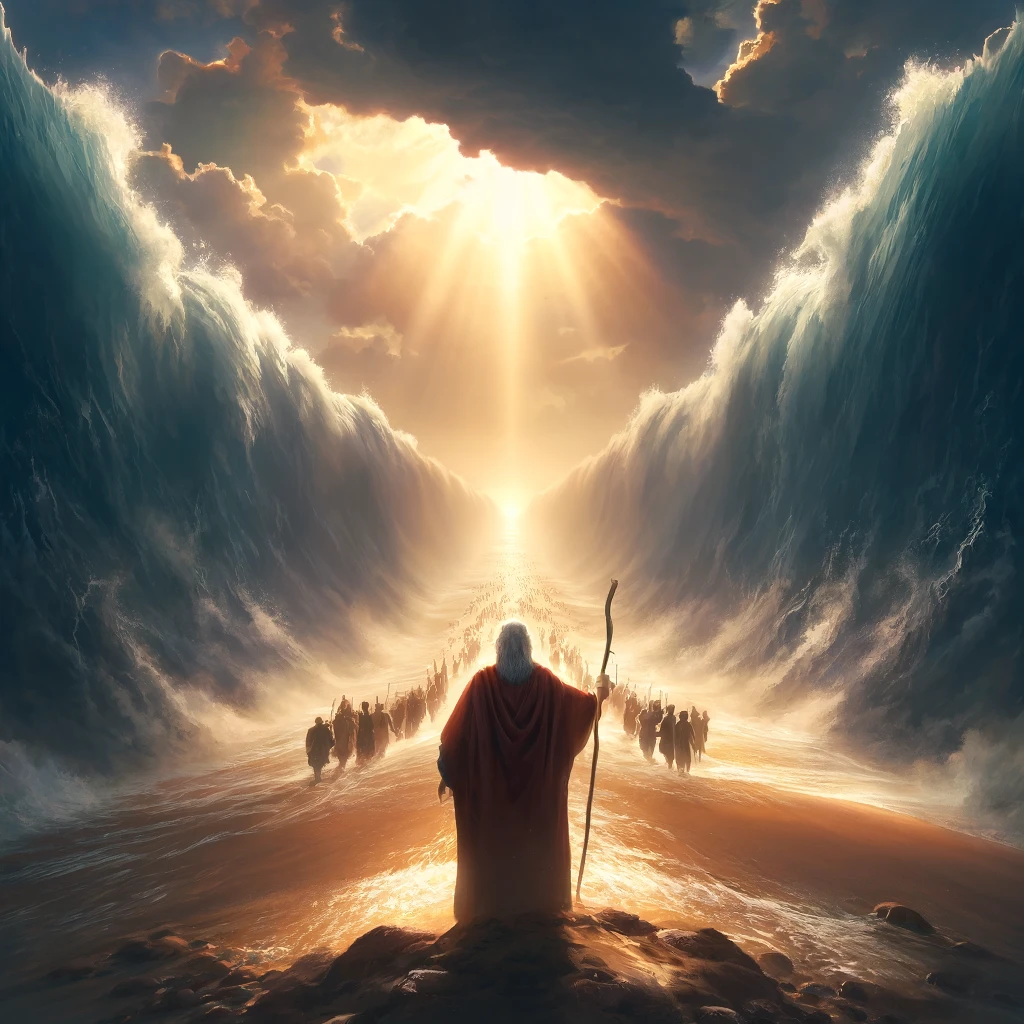 Moses parting the sea