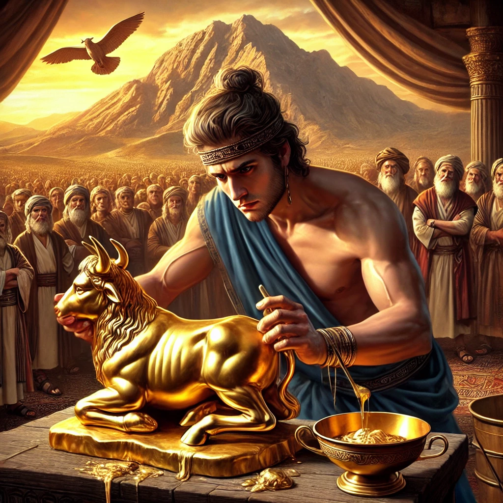 an Image of Aaron with the Golden Calf