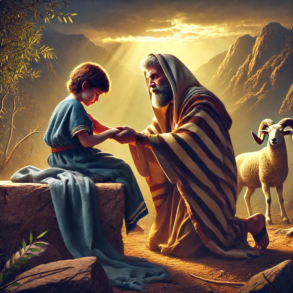Abraham preparing to sacrifice Isaac