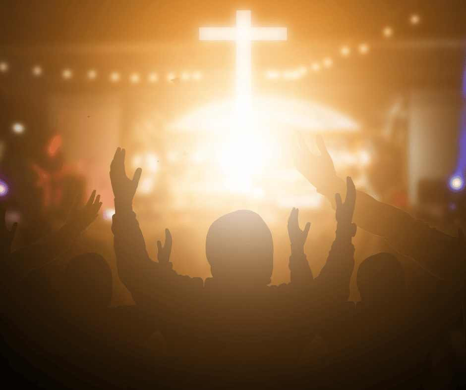 People worshipping in church