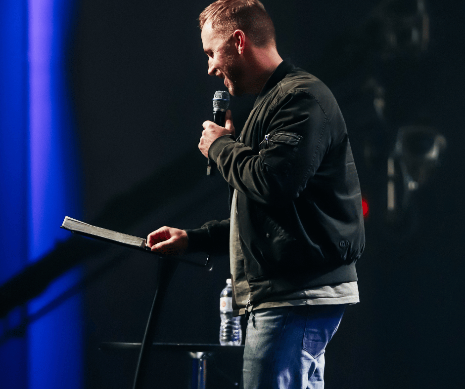 a Man preaching and using spiritual gifts as Christian