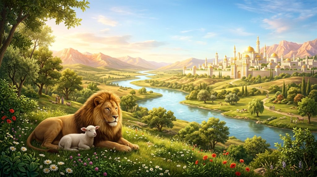 millennial kingdom explained. Lion and lamb resting